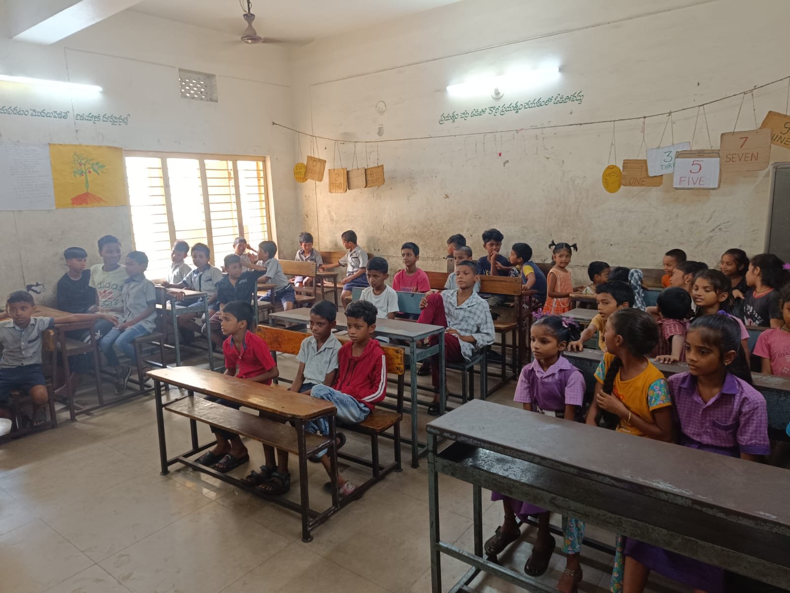 Children attending a classroom session